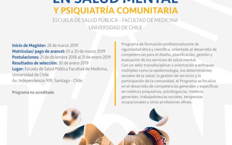Magíster en Salud Mental y Psiquiatría Comunitaria