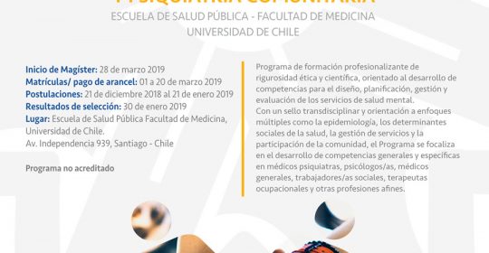 Magíster en Salud Mental y Psiquiatría Comunitaria